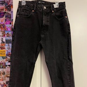 Zara Black High Rise Mom Jeans